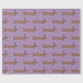 カップケーキでダックスシュントを包む ラッピングペーパー (フラット)