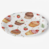 カップケーキとイチゴ ペーパープレート (アングル)