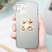 カップケーキとカップ4つ シール (スマートフォン)