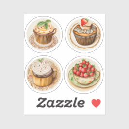 カップケーキとカップ10 シール