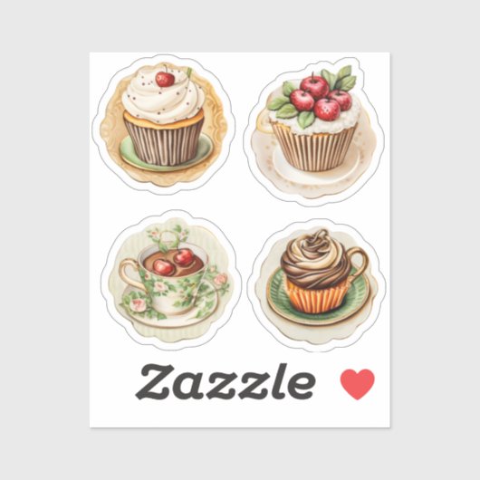 カップケーキとカップ12個です シール (シート)