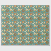 カップケーキとキャンディのパターン ラッピングペーパー (フラット)