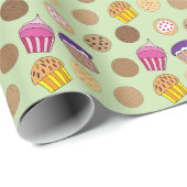 カップケーキとクッキー ラッピングペーパー (ロールコーナー)