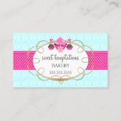 カップケーキとケーキポップアクアピンク 名刺 (正面)