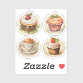 カップケーキとコップ シール