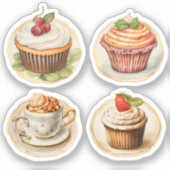 カップケーキとコップ シール (正面)