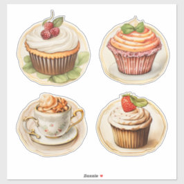 カップケーキとコップ シール