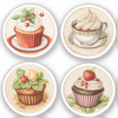 カップケーキとコップ 11 シール (正面)