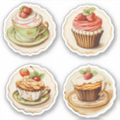 カップケーキとコップ 3 シール (正面)