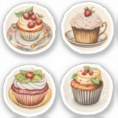 カップケーキとコップ 8 シール (正面)