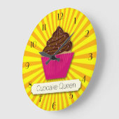 カップケーキとサンシャインカスタマイズテキストを追加 ラージ壁時計 (傾斜)