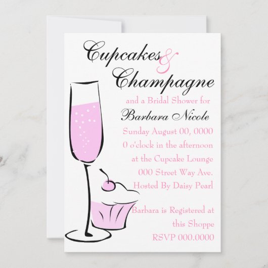 カップケーキとシャンページ 招待状 (正面)