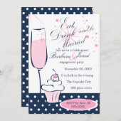 カップケーキとシャンページ 招待状 (正面/裏面)