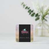 カップケーキとスワールケーキ金ゴールドスパークルベーカリー スクエア名刺 (スタンド正面)