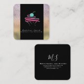 カップケーキとスワールケーキ金ゴールドスパークルベーカリー スクエア名刺 (正面/裏面)