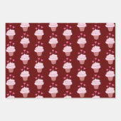 カップケーキとハートコレクション ラッピングペーパーシート (正面3)