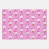 カップケーキとハートコレクション ラッピングペーパーシート (正面2)