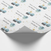 カップケーキとバルーン |フェイクグリッター少年の誕生日 ラッピングペーパー (角)