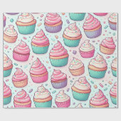 カップケーキとパステルスプリンクル ラッピングペーパー (フラット)