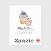 カップケーキとフルーツ水彩クラシック シール (シート)