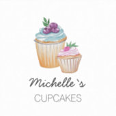 カップケーキとフルーツ水彩クラシック シール (正面)