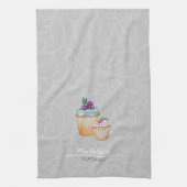 カップケーキとフルーツ水彩 キッチンタオル (縦)