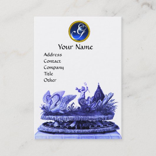カップケーキとペストリーを持つ白鳥の青い戦車 名刺 (正面)
