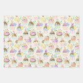 カップケーキとマカロンギフトラップ – 3セット ラッピングペーパーシート (正面)