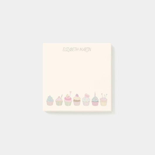 カップケーキと名前 ポストイット (正面)