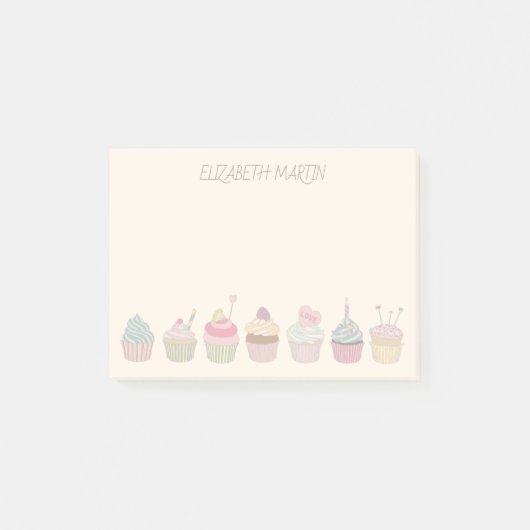 カップケーキと名前 ポストイット (正面)
