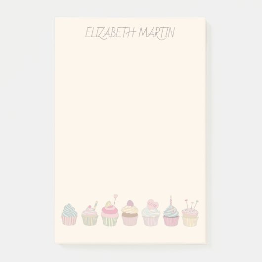 カップケーキと名前 ポストイット (正面)