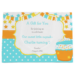 カップケーキと散水誕生日パーティー ラージペーパーバッグ