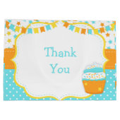 カップケーキと散水誕生日パーティー ラージペーパーバッグ (裏面)