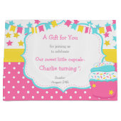 カップケーキと散水誕生日パーティー ラージペーパーバッグ (正面)