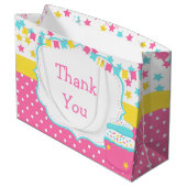 カップケーキと散水誕生日パーティー ラージペーパーバッグ (裏面アングル)