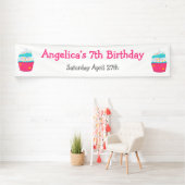 カップケーキと散水誕生日パーティー 横断幕 (インサイチュ)