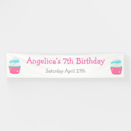カップケーキと散水誕生日パーティー 横断幕