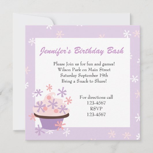 カップケーキと星 招待状 (正面)