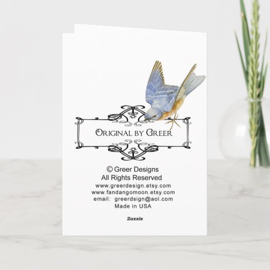 カップケーキと椅子のヴィンテージスタイルカード カード (裏面)