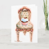 カップケーキと椅子のヴィンテージスタイルカード カード (正面)