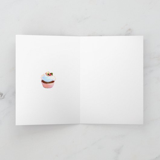 カップケーキと椅子のヴィンテージスタイルカード カード (内部)