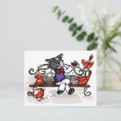 カップケーキと深紅色 ポストカード (スタンド正面)