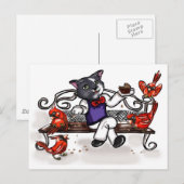 カップケーキと深紅色 ポストカード (正面/裏面)