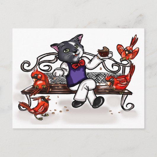 カップケーキと深紅色 ポストカード (正面)