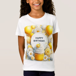 カップケーキと風船のバースデーTシャツ Tシャツ