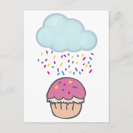 カップケーキに雨がふりかける ポストカード (正面)