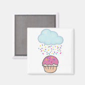 カップケーキに雨がふりかける マグネット (正面/裏面)