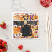 カップケーキのある猫好きをテーマにしたハロウィーン スタンダードカクテルナプキン (インサイチュ)