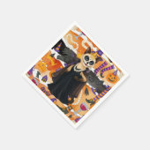 カップケーキのある猫好きをテーマにしたハロウィーン スタンダードカクテルナプキン (角)