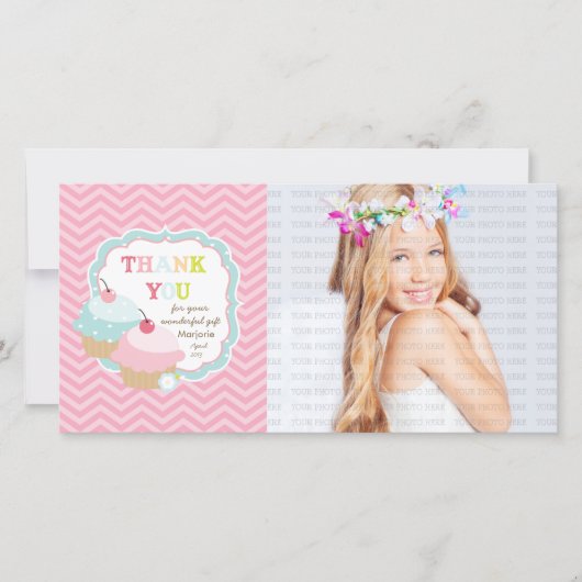 カップケーキのおもしろいのカラフルは感謝していしています サンキューカード (正面)